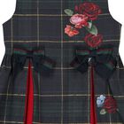 Girls Navy Blue Tartan Bow Dress, 1, hi-res