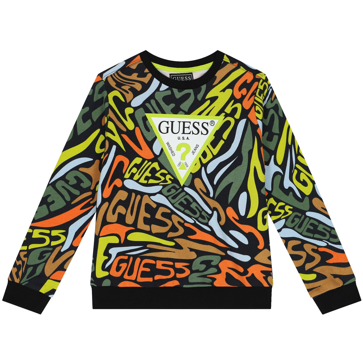 Boys Black Logo Sweatshirt, 1, hi-res