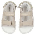 Beige & White Logo Sandals, 1, hi-res