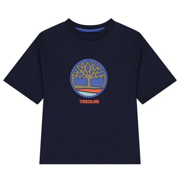 Boys Navy Blue Logo T-Shirt