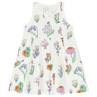 فستان بنات بطبعة الزهور باللون العاجي, 1, hi-res