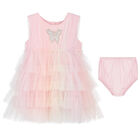 Baby Girls Pink Butterfly Tulle Dress Set, 1, hi-res