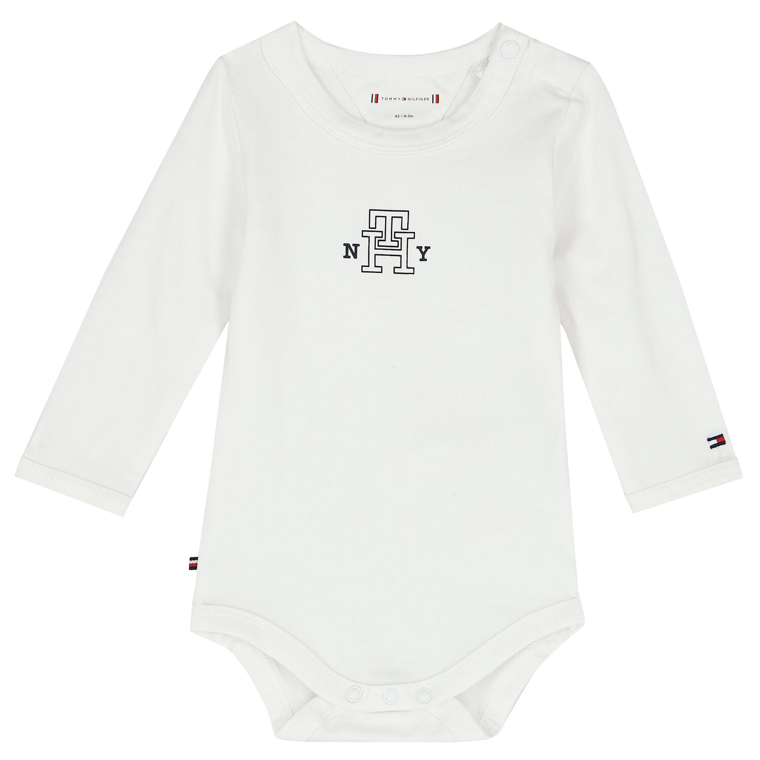 Baby Boys White & Navy Blue Logo Bodysuits (3-Pack), 1, hi-res image number null