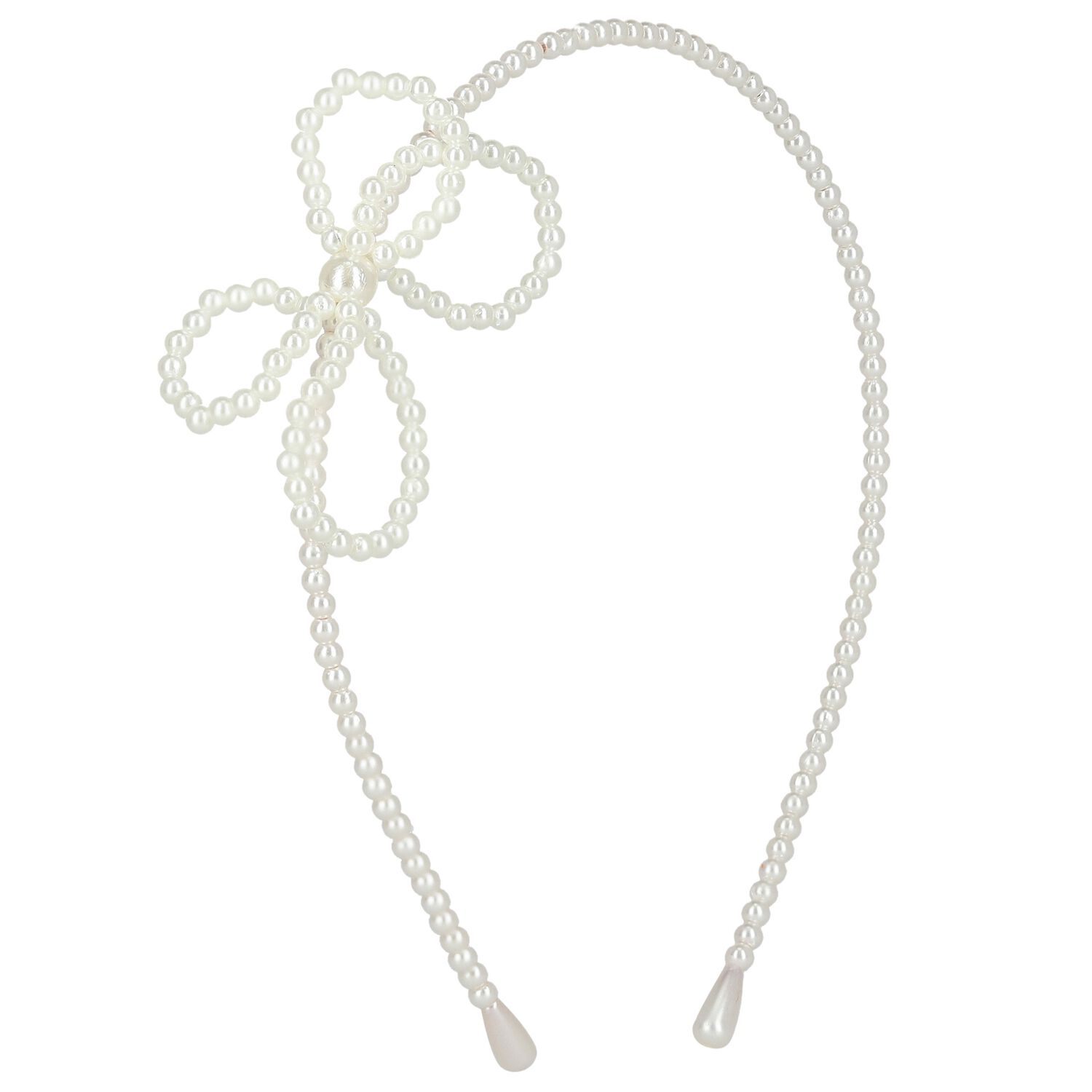 Girls White Pearl Headband, 1, hi-res