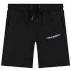 Boys Black Logo Shorts, 1, hi-res