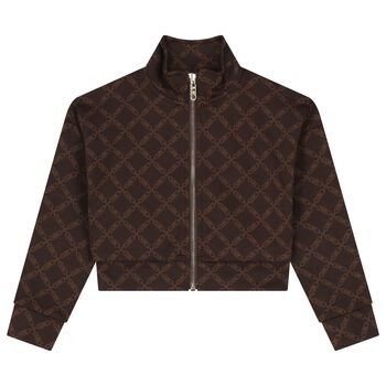Girls Brown Logo Cardigan