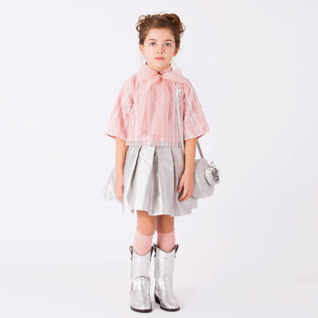 Girls Silver Rose Circular Shoulder Bag