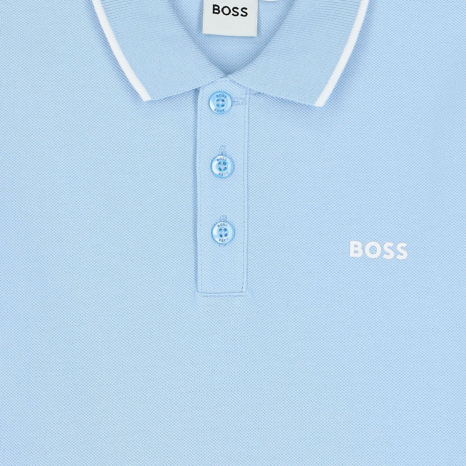 Boys Pale Blue Logo Polo Shirt, 2, hi-res image number null