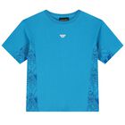 طقم أولاد شورت بالشعار باللون الأزرق, 2, hi-res