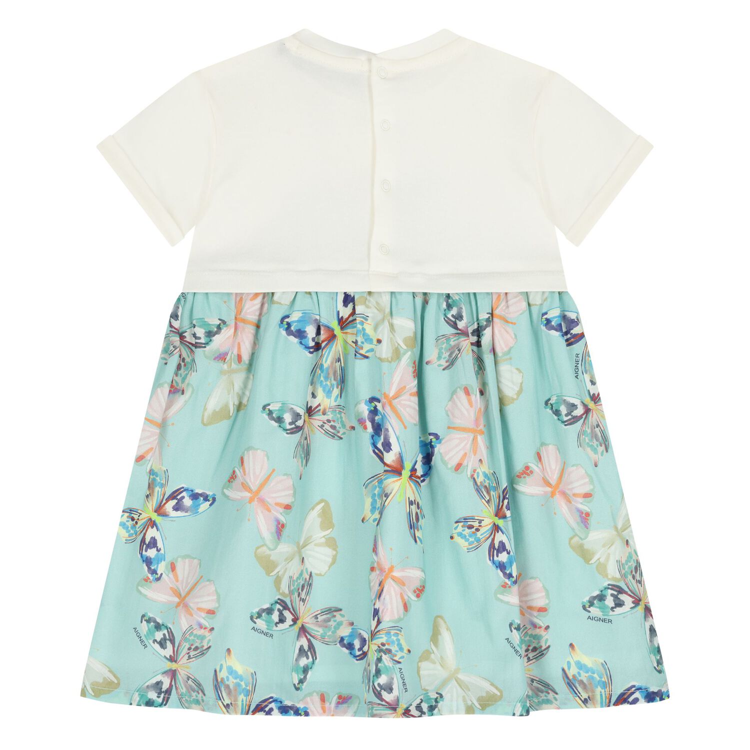 فستان بنات بالشعار بطبعه فراشات باللون الازرق والعاجى , 2, hi-res