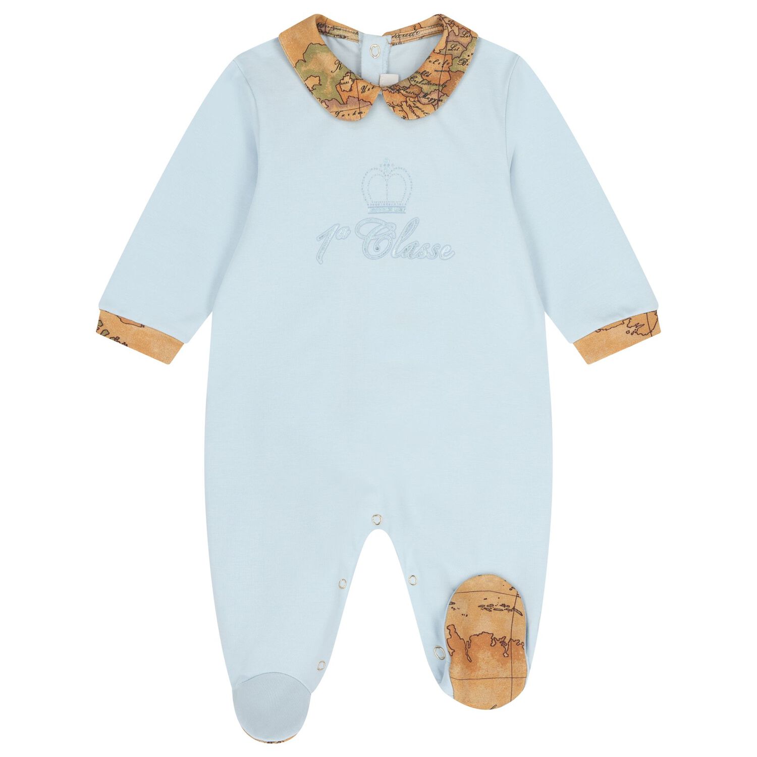 Baby Boys Blue & Beige Geo Map Babygrow Gift Set, 3, hi-res
