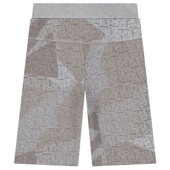 Boys Grey & Beige Logo Shorts