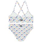Girls White Turtle Logo Bikini, 1, hi-res