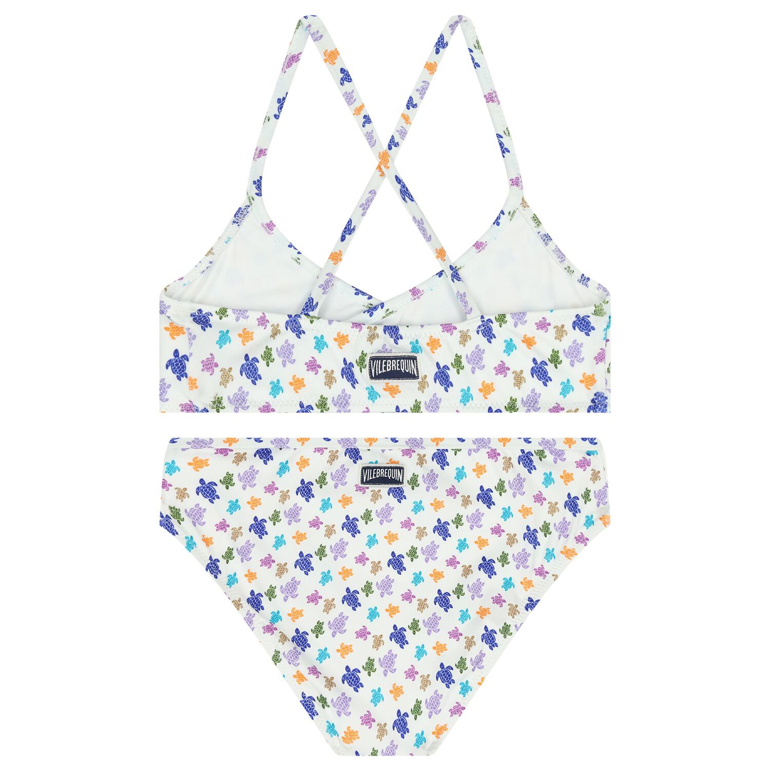Girls White Turtle Logo Bikini, 1, hi-res
