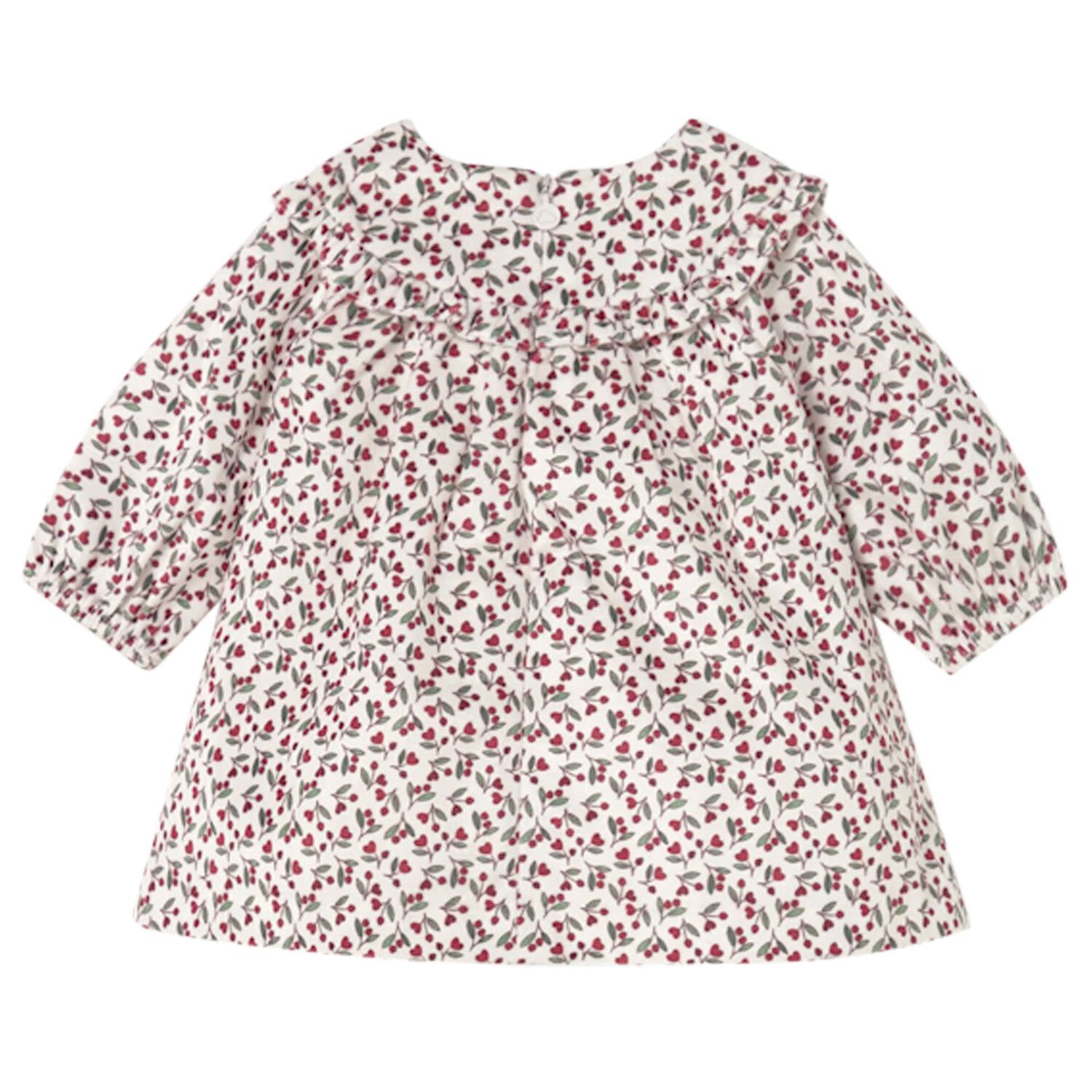 Baby Girls Ivory & Red Floral Dress, 1, hi-res
