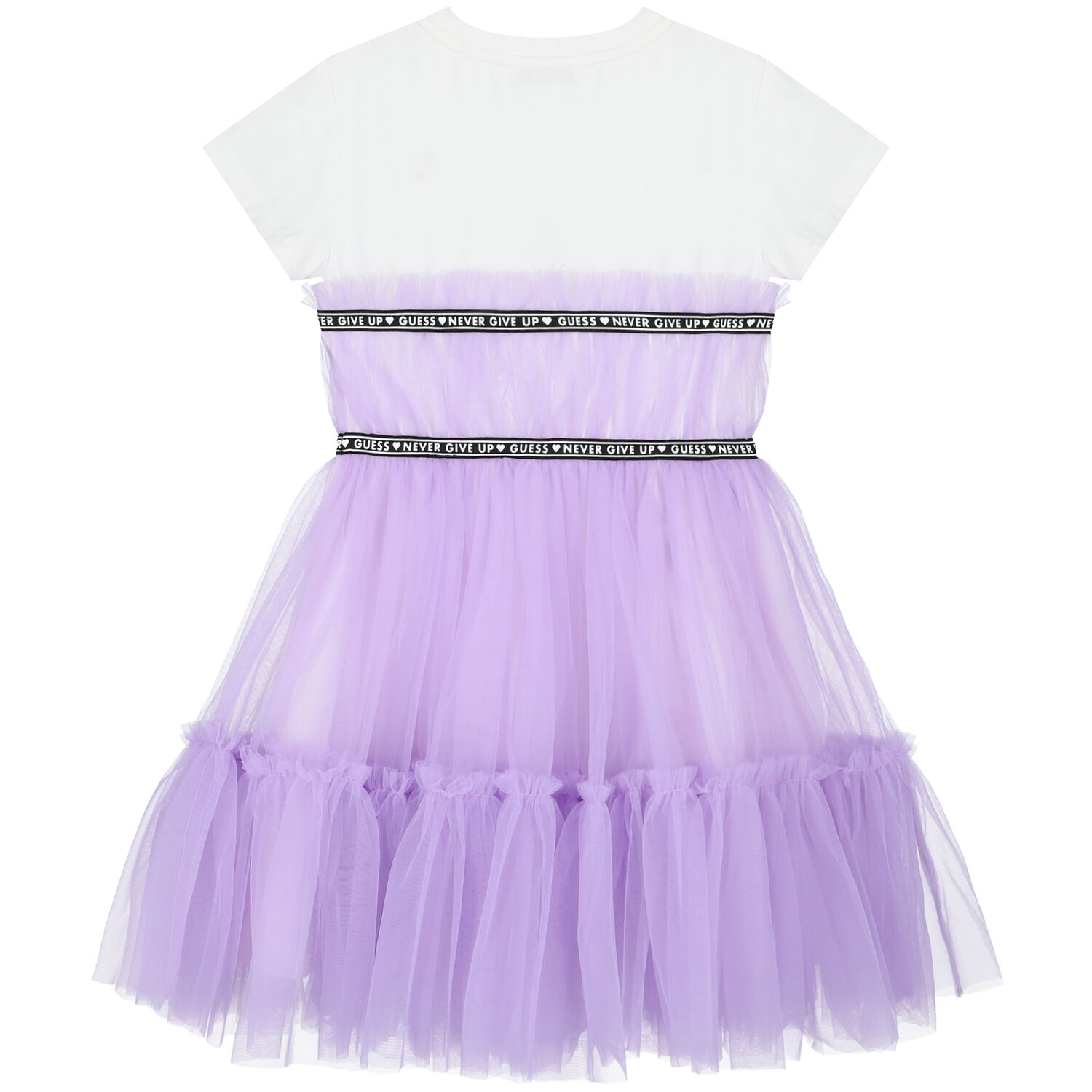 Girls White & Purple Logo Dress, 1, hi-res