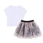Girls White & Pink Tulle Choupette Skirt Set, 1, hi-res