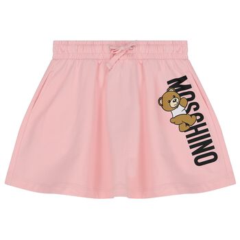 Girls Pink Teddy Bear Logo Skirt