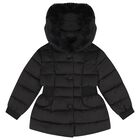 Girls Black Puffer Jacket, 1, hi-res