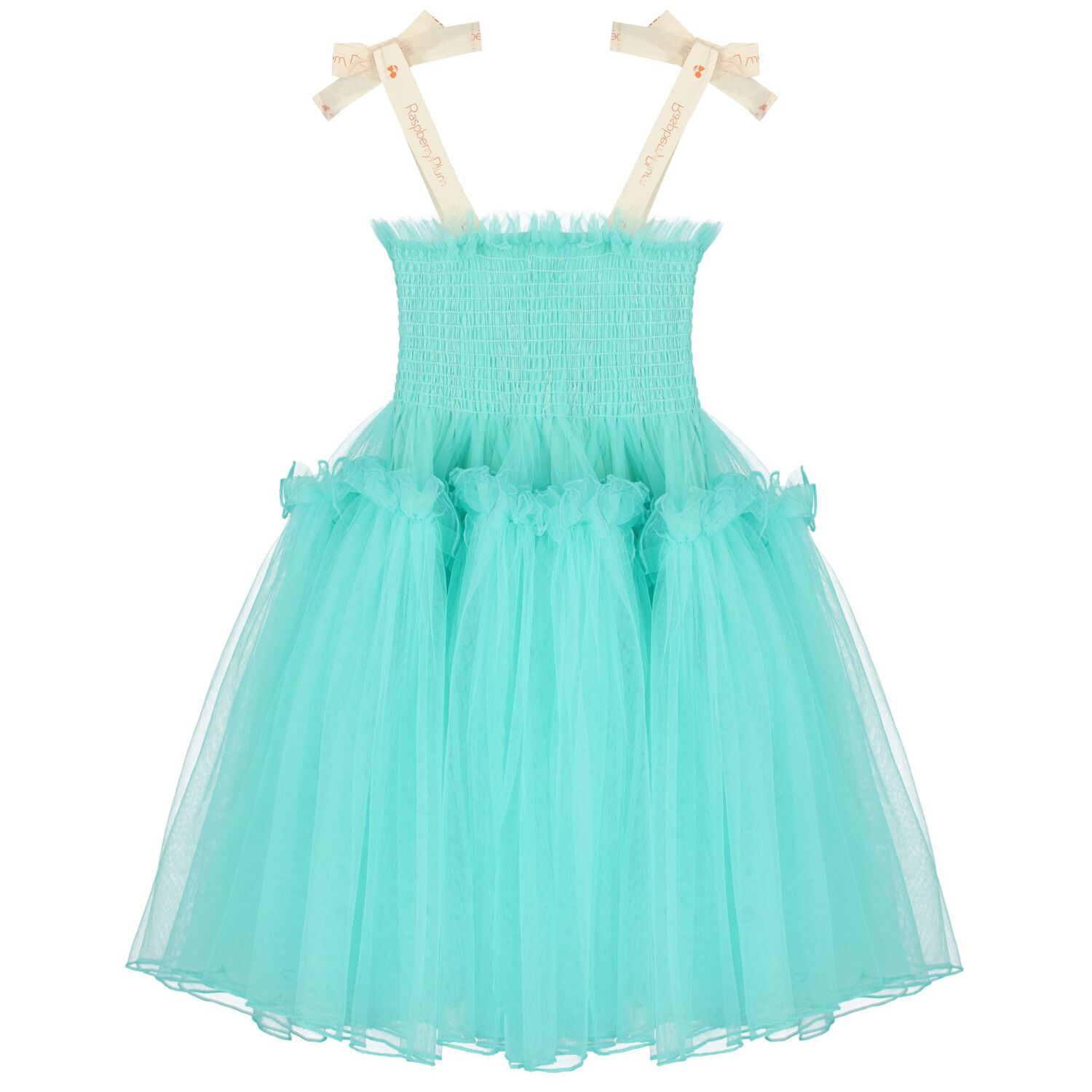 فستان تول مكشكش باللون الاخضر للبنات, 1, hi-res image number null