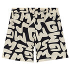 Boys Ivory & Black Logo Shorts, 1, hi-res