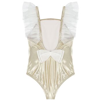 Girls Gold Tulle Swimsuit
