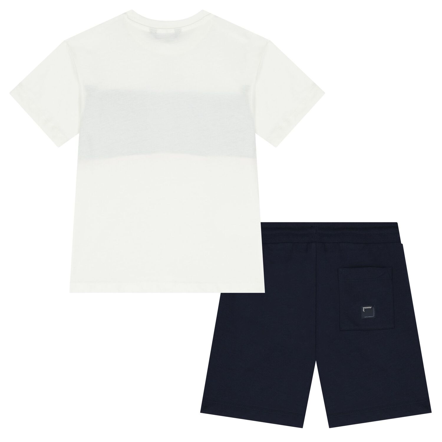 Boys White & Navy Blue Shorts Set, 2, hi-res