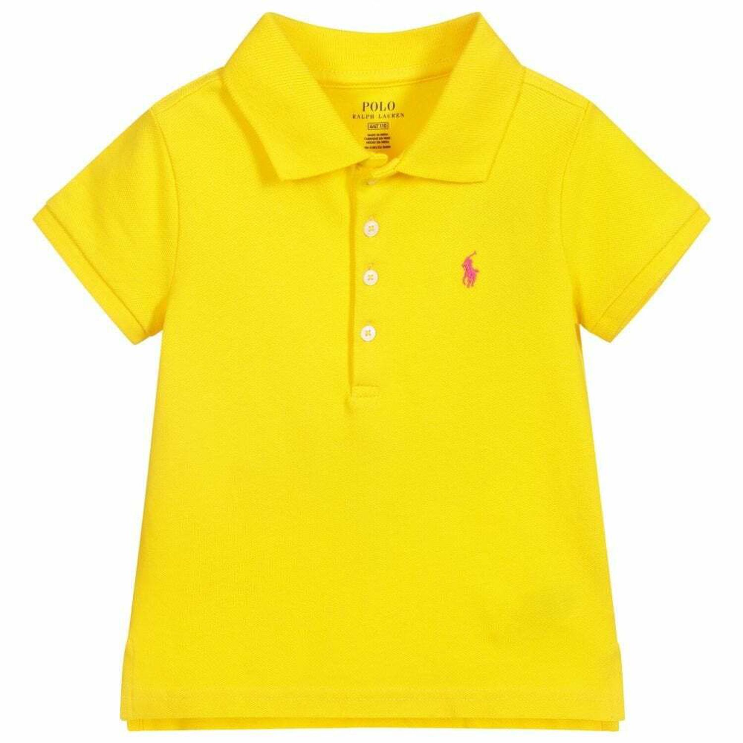 Girls Yellow Logo Polo Shirt, 1, hi-res