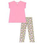 Girls Pink Logo Leggings Set, 1, hi-res