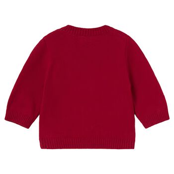 Baby Boys Red Teddy Bear Knitted Jumper