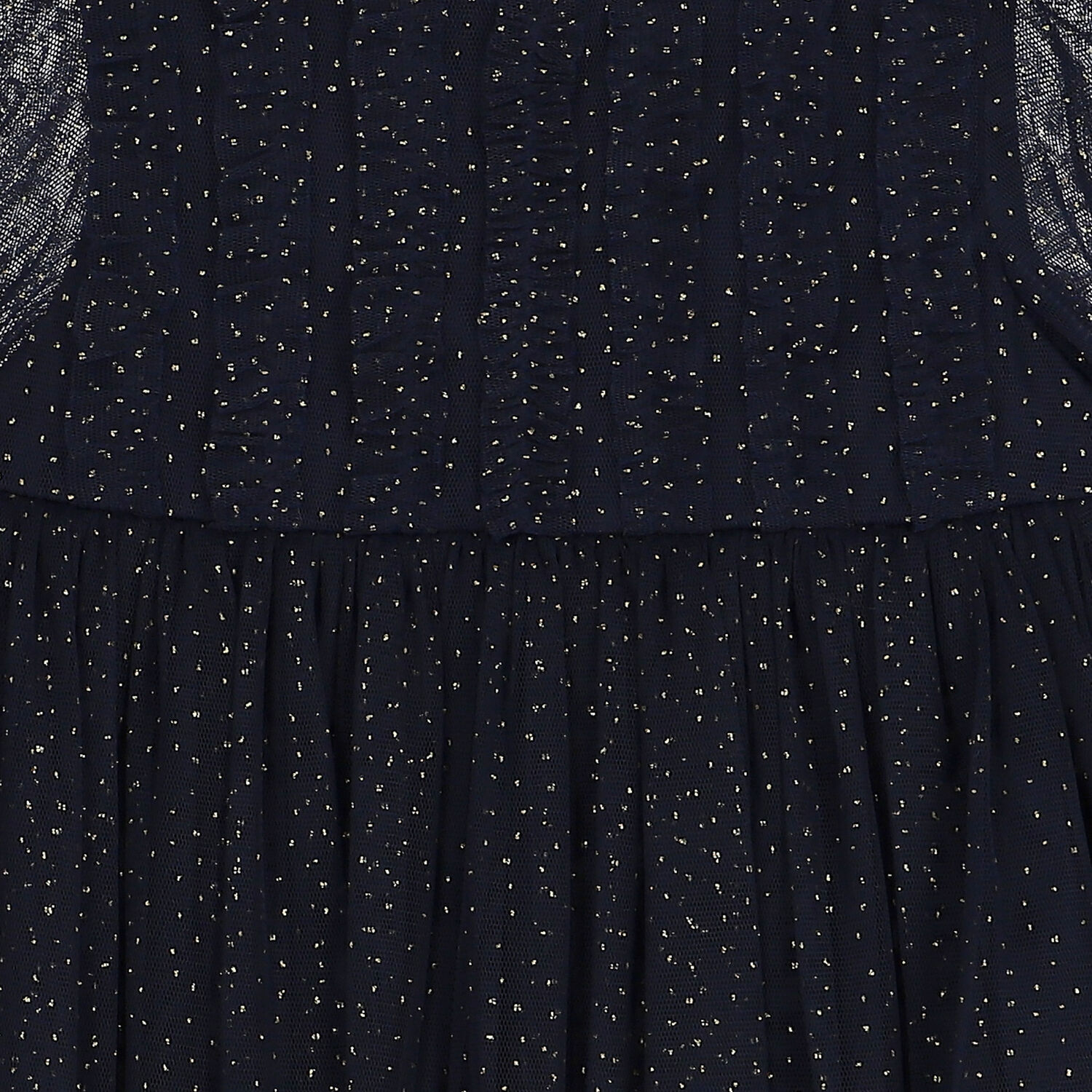 Younger Girls Navy Blue & Gold Glitter Tulle Dress, 1, hi-res