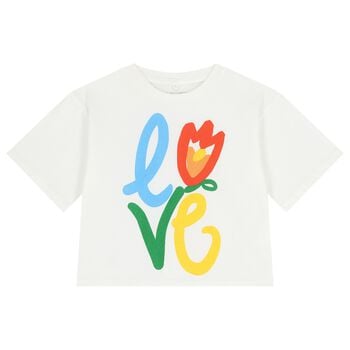 Girls Ivory Flower T-Shirt