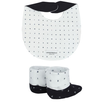 Baby Boys Navy Blue Logo Bib Set
