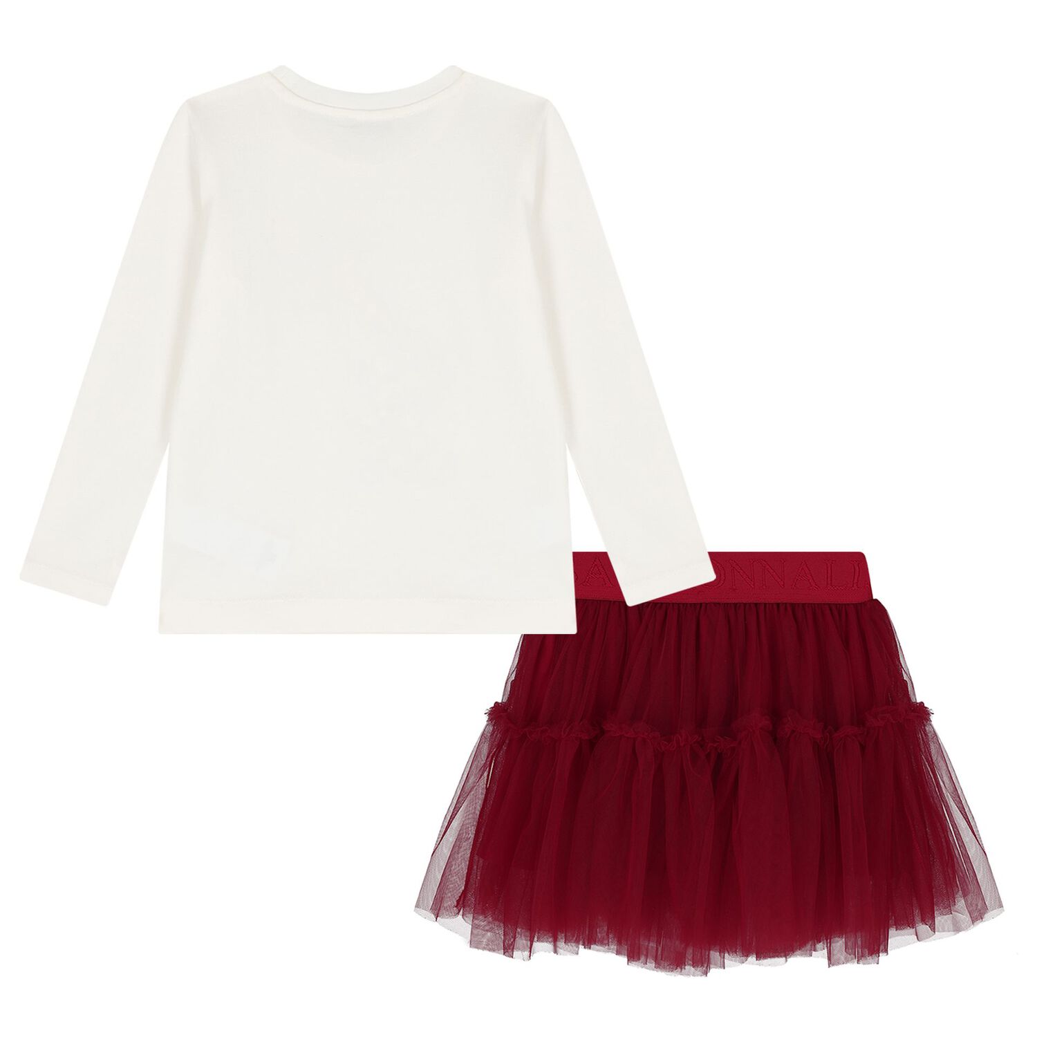 Girls White & Red Teddy Bear Skirt Set, 1, hi-res