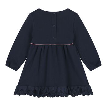 فستان بنات بالشعار باللون الكحلى 