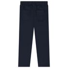 Boys Navy Blue Cotton Trousers, 1, hi-res