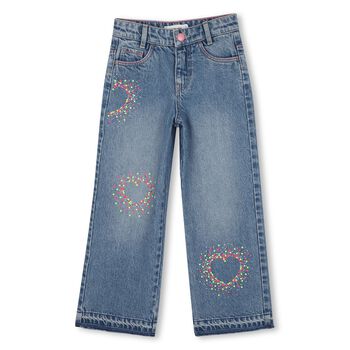 Girls Blue Denim Rhinestone Jeans