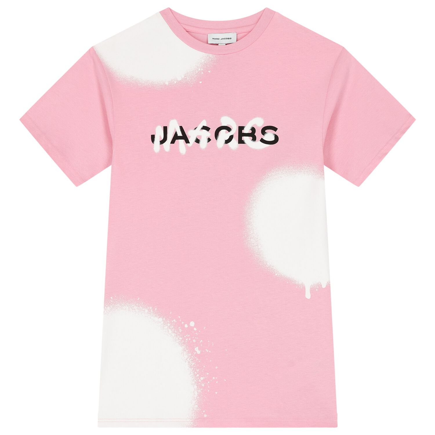 فستان بنات بالشعار باللون الوردي والأبيض, 3, hi-res