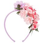 Girls Pink & Lilac Floral Headband, 1, hi-res
