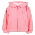 Girls Pink Logo Hooded Zip Up Top, 1, hi-res