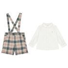 طقم شورت كاروهات للأولاد باللون العاجي و البيج , 1, hi-res