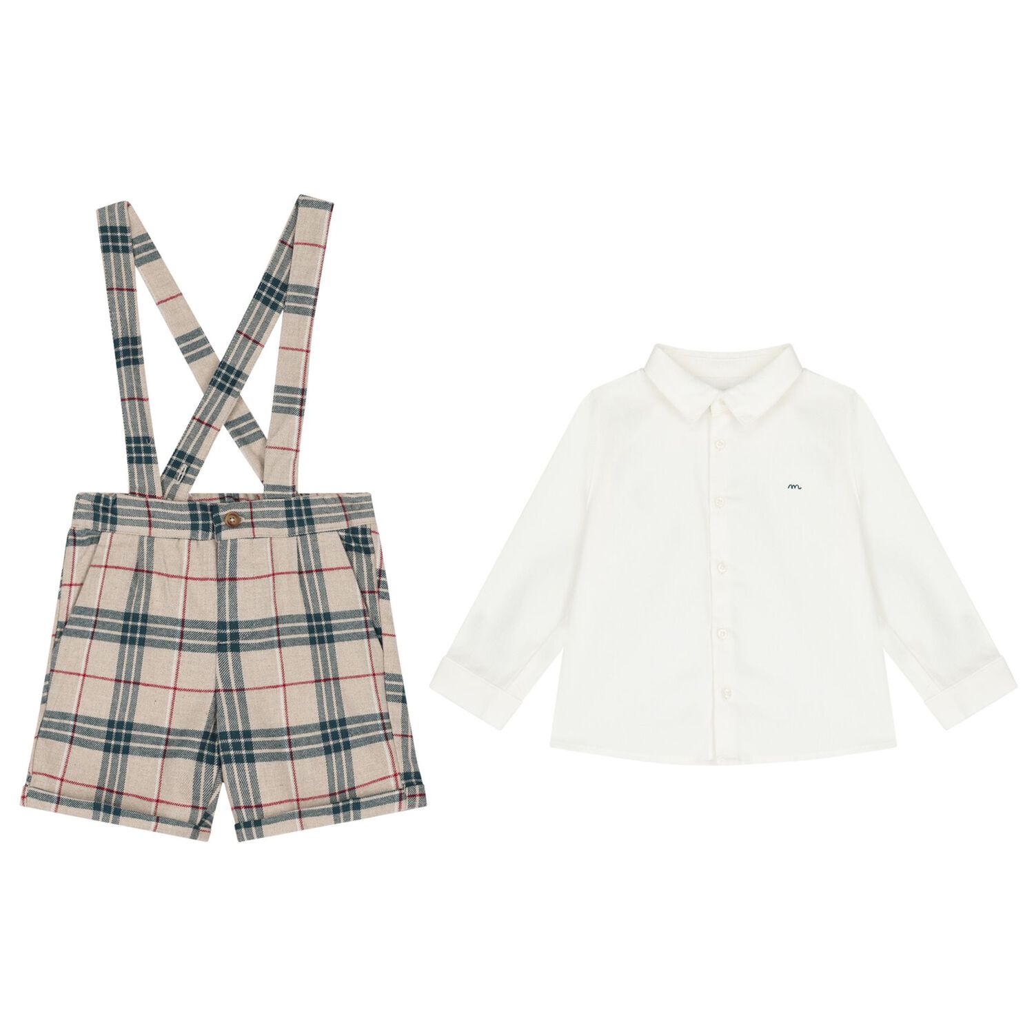 طقم شورت كاروهات للأولاد باللون العاجي و البيج , 1, hi-res image number null