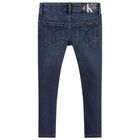 بنطلون جينز سيكنى باللون الازرق للبنات, 1, hi-res