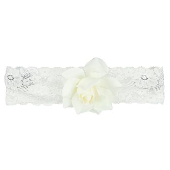Girls White Flower Lace Headband