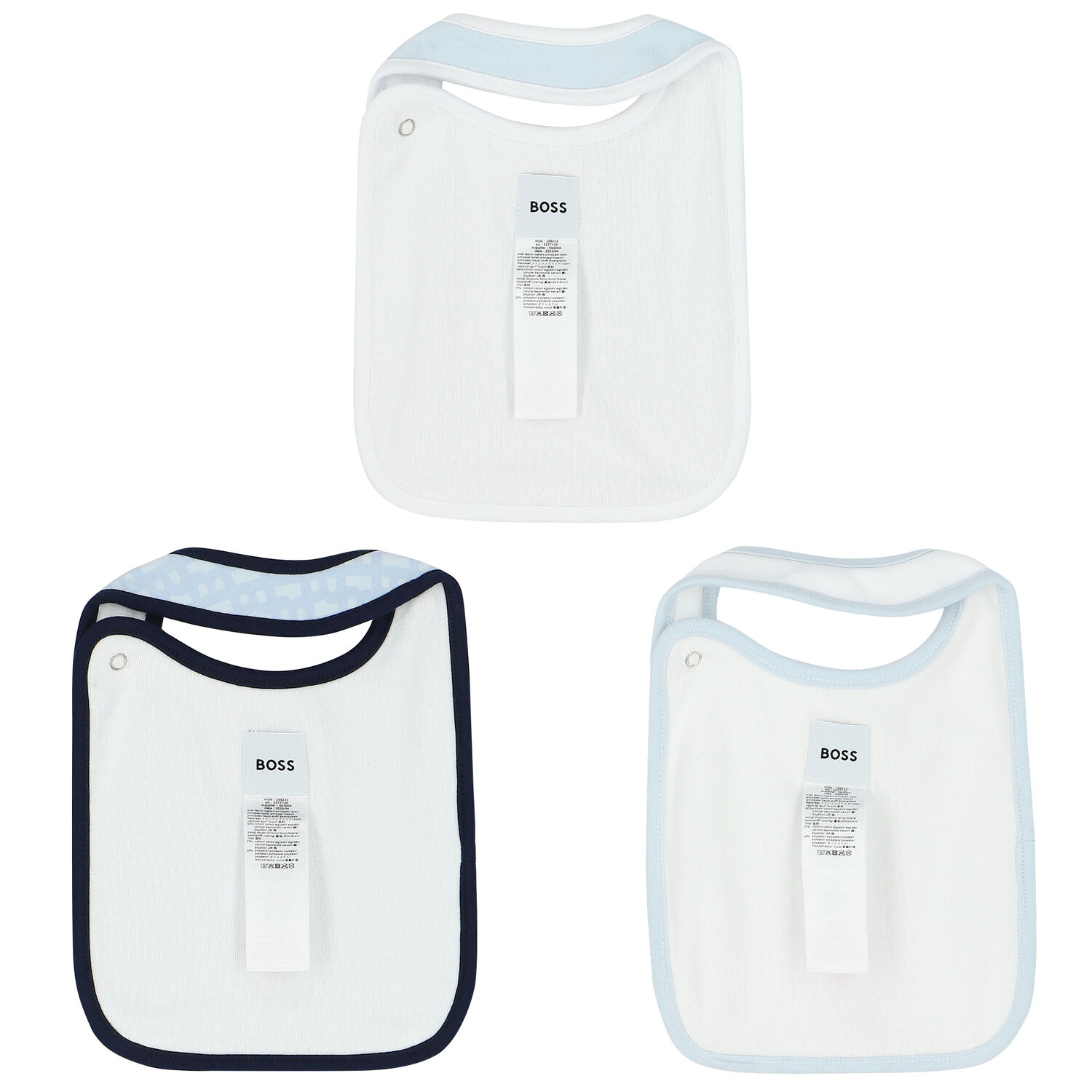 Baby Boys Blue & White Bibs ( 3-Pack ), 1, hi-res