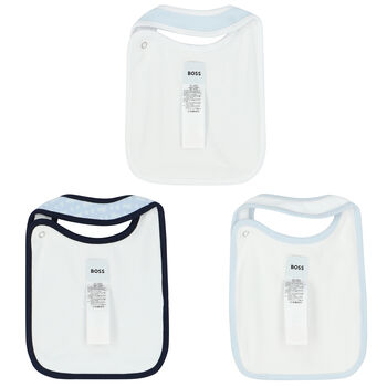 Baby Boys Blue & White Bibs ( 3-Pack )