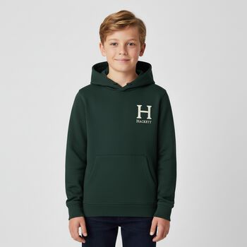 Boys Green Logo Hooded Top