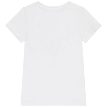Girls White Glittery Logo T-Shirt