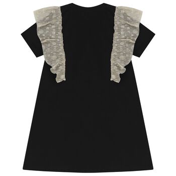Girls Black & Gold Logo Dress