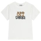 Boys White Teddy Bear Logo T-Shirt, 1, hi-res